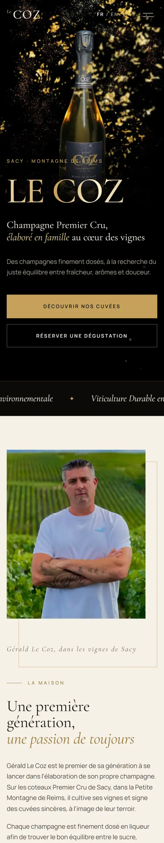 Site Champagne Le Coz sur mobile
