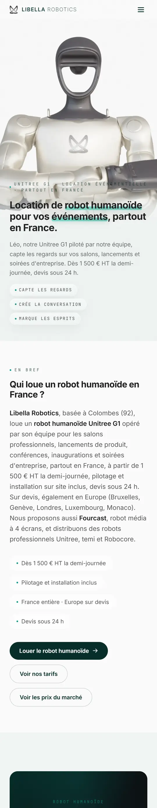 Site Libella Robotics sur mobile
